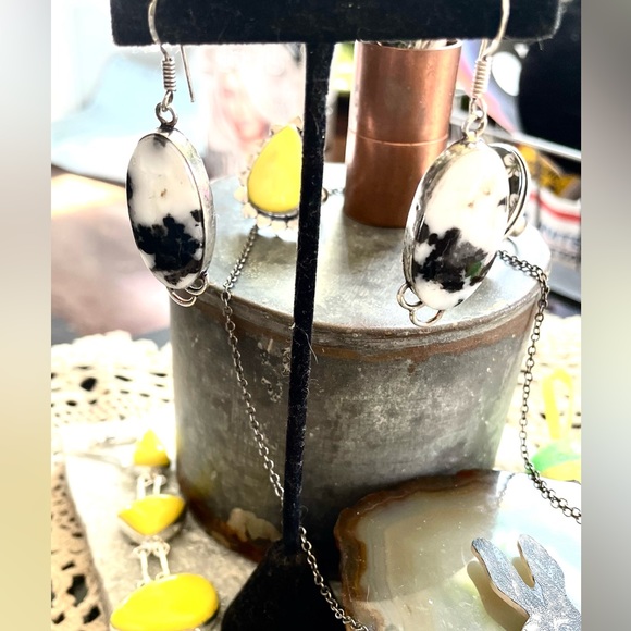 Spectacular 925 Fall Jewelry Yellow Turquoise Bumblebee Sterling Jewelry VTG - Picture 9 of 16